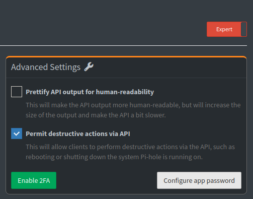 pihole-webinterface-api-add-app-password